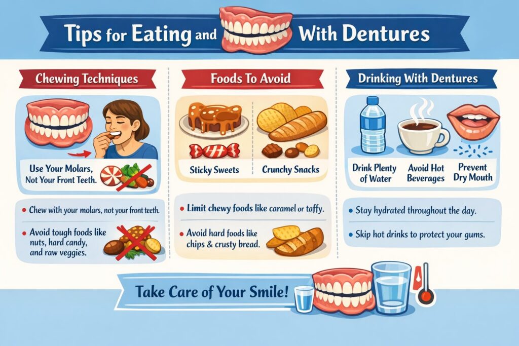 Tips for Eating and Drinking with Dentures